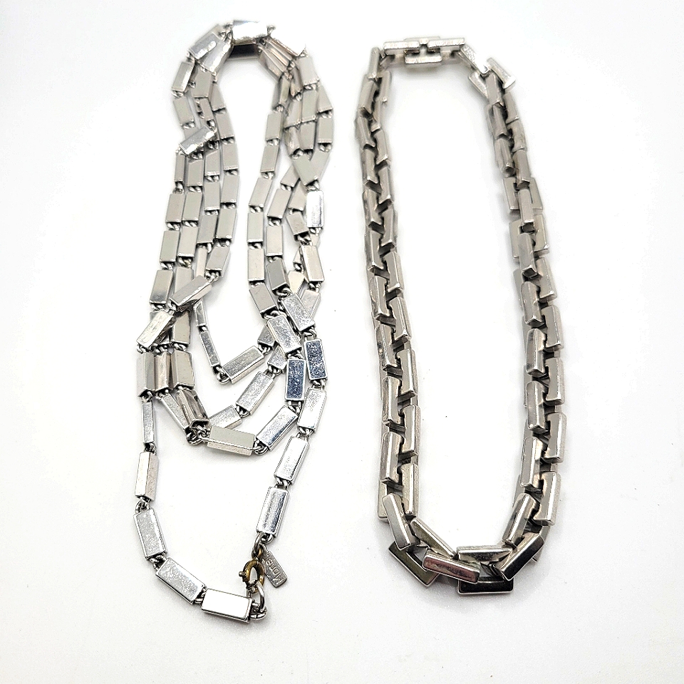 2 Vtg Monet Chain Necklaces Silver Tone 16 55 Signed 45$